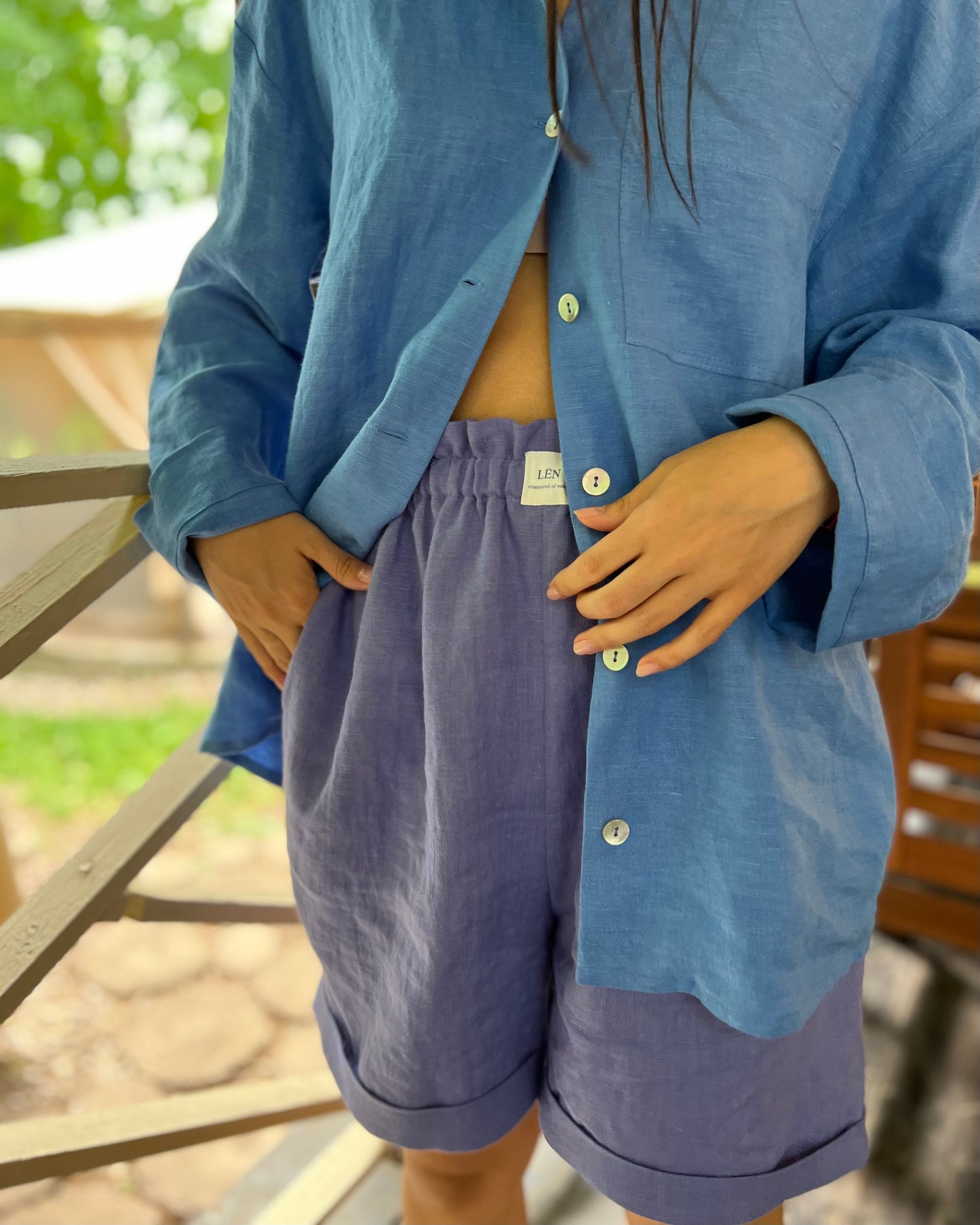 S H I R T 100% washed linen | long sleeve | blue